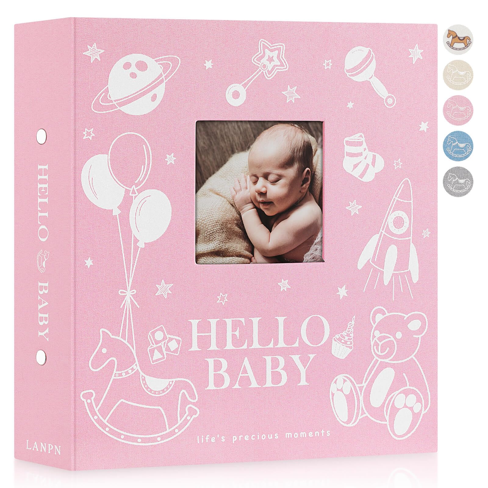 Lanpn baby photo album front window showcases 600 pockets for memories