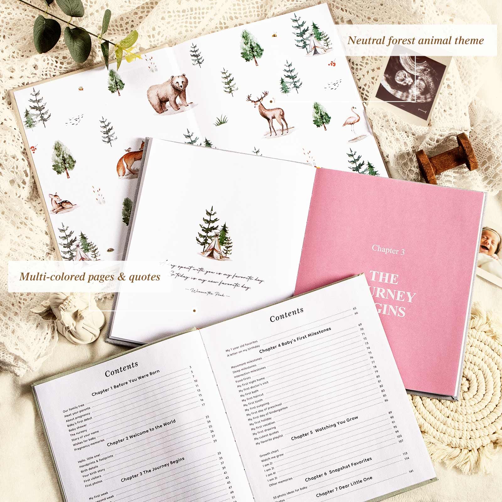 Lanpn memory book woodland illustration invites gentle storytelling of baby moments
