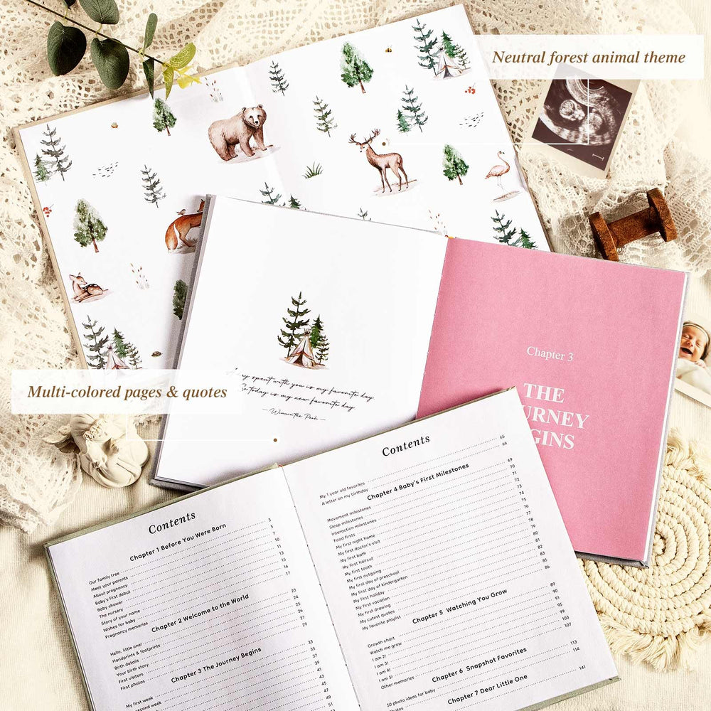Lanpn memory book woodland illustration invites gentle storytelling of baby moments