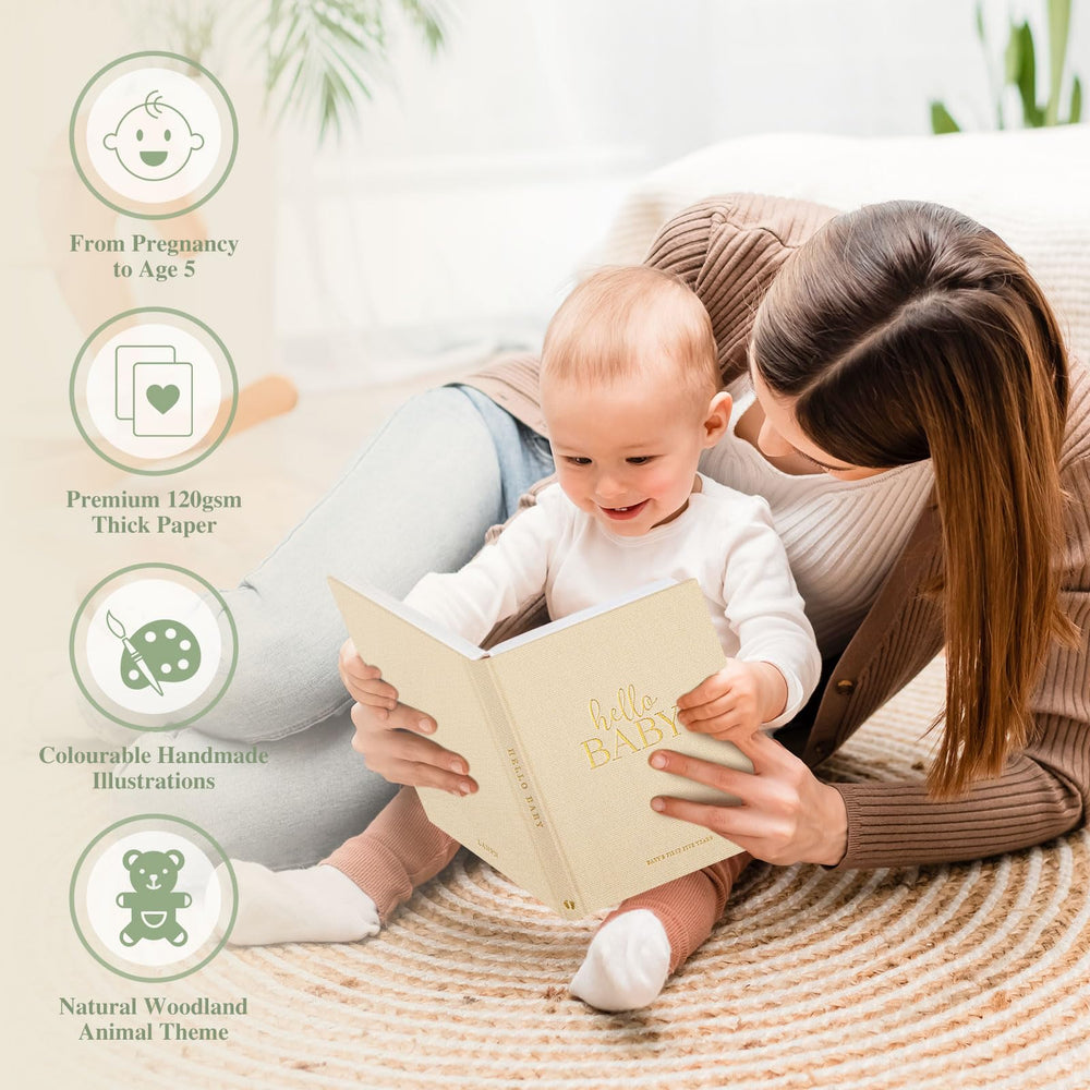Lanpn Hello Baby memory book 154 guided pages for birth to age five.