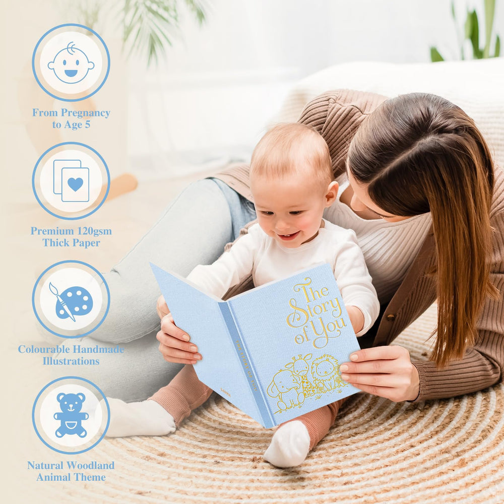 Lanpn memory book includes birth to age 5 sections for organized journaling.