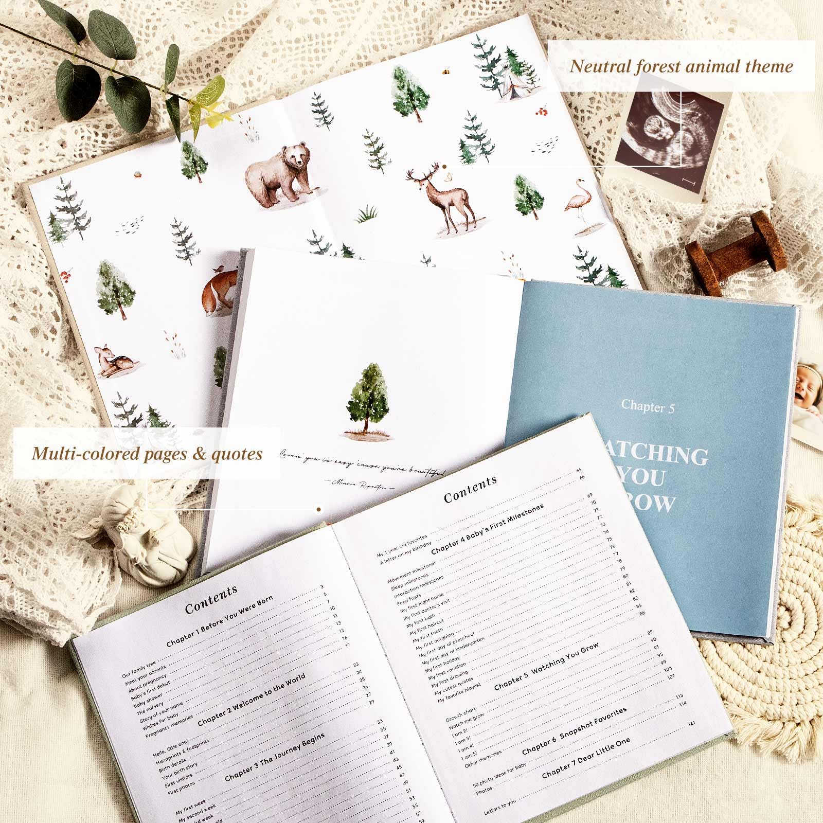 Lanpn Memory Book linen cover with gold foil adds elegance and durability.