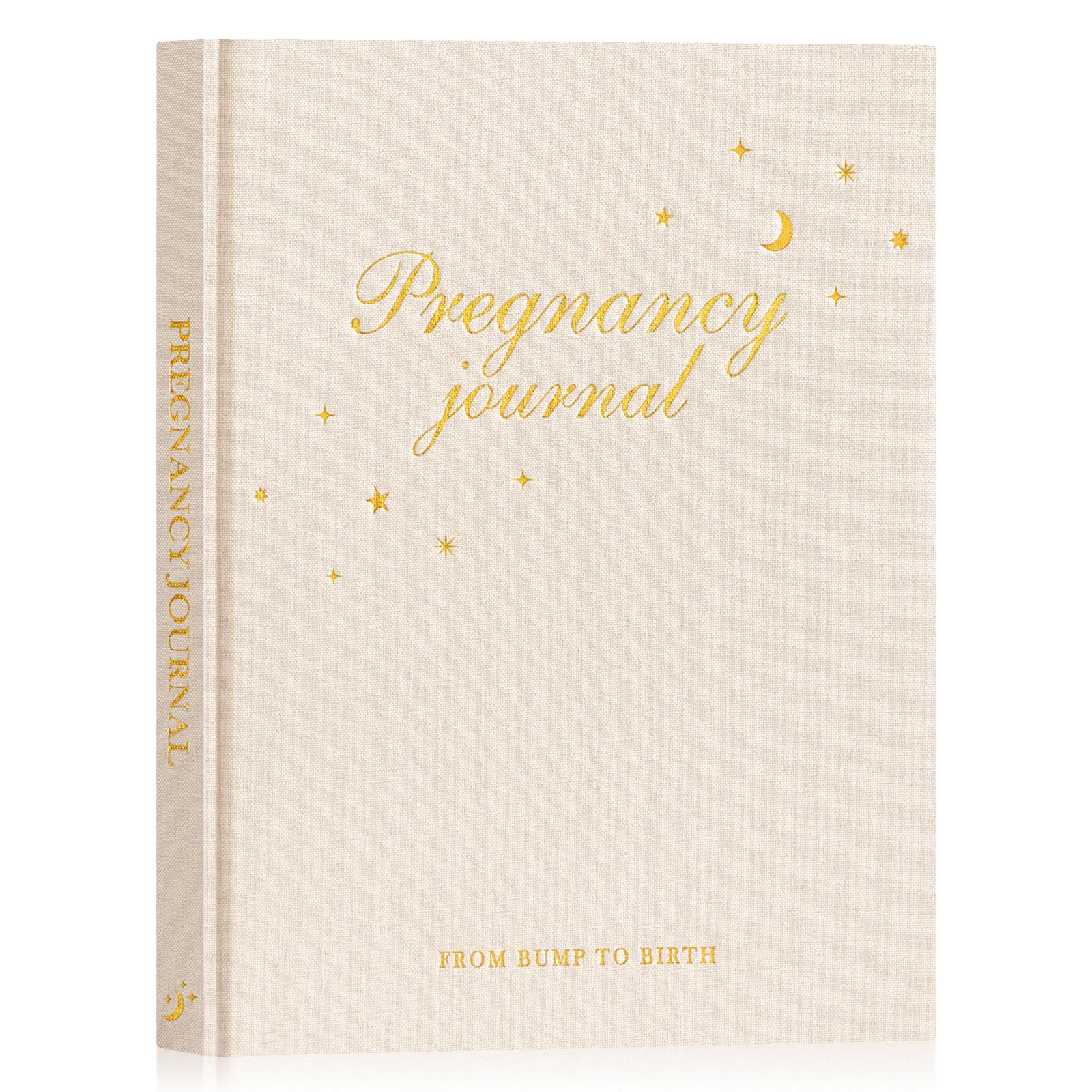 Lanpn pregnancy journal cover beige with linen texture offering a durable, elegant keepsake.