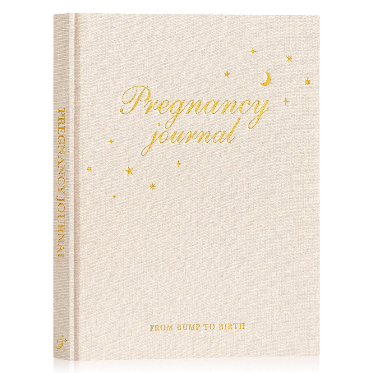 Lanpn pregnancy journal cover beige with linen texture offering a durable, elegant keepsake.
