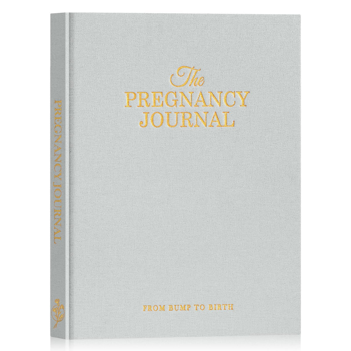 Lanpn pregnancy journal cover shows premium linen texture and gold foil for a lasting keepsake.