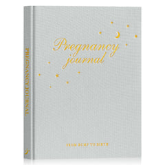 Lanpn pregnancy journal cover with linen texture and gold foil for a premium keepsake.