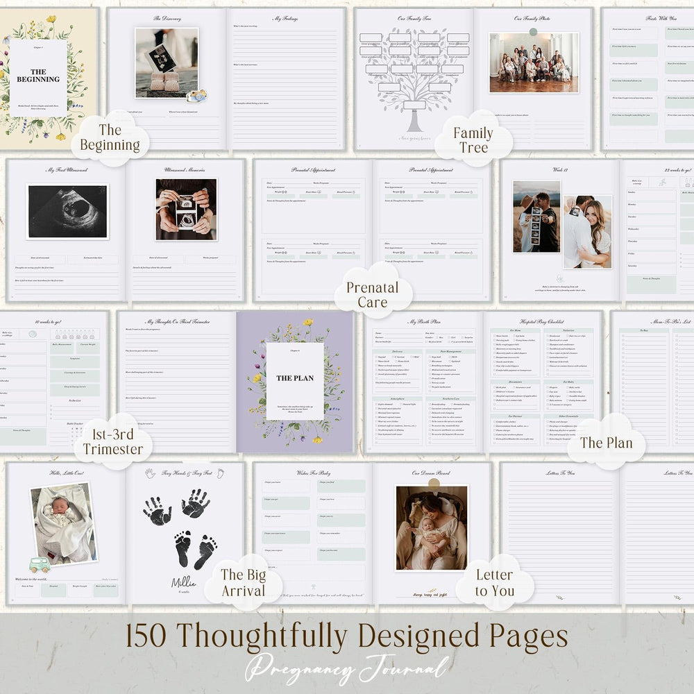 Lanpn pregnancy journal watercolor illustrations brighten pages with calming and celebratory art.