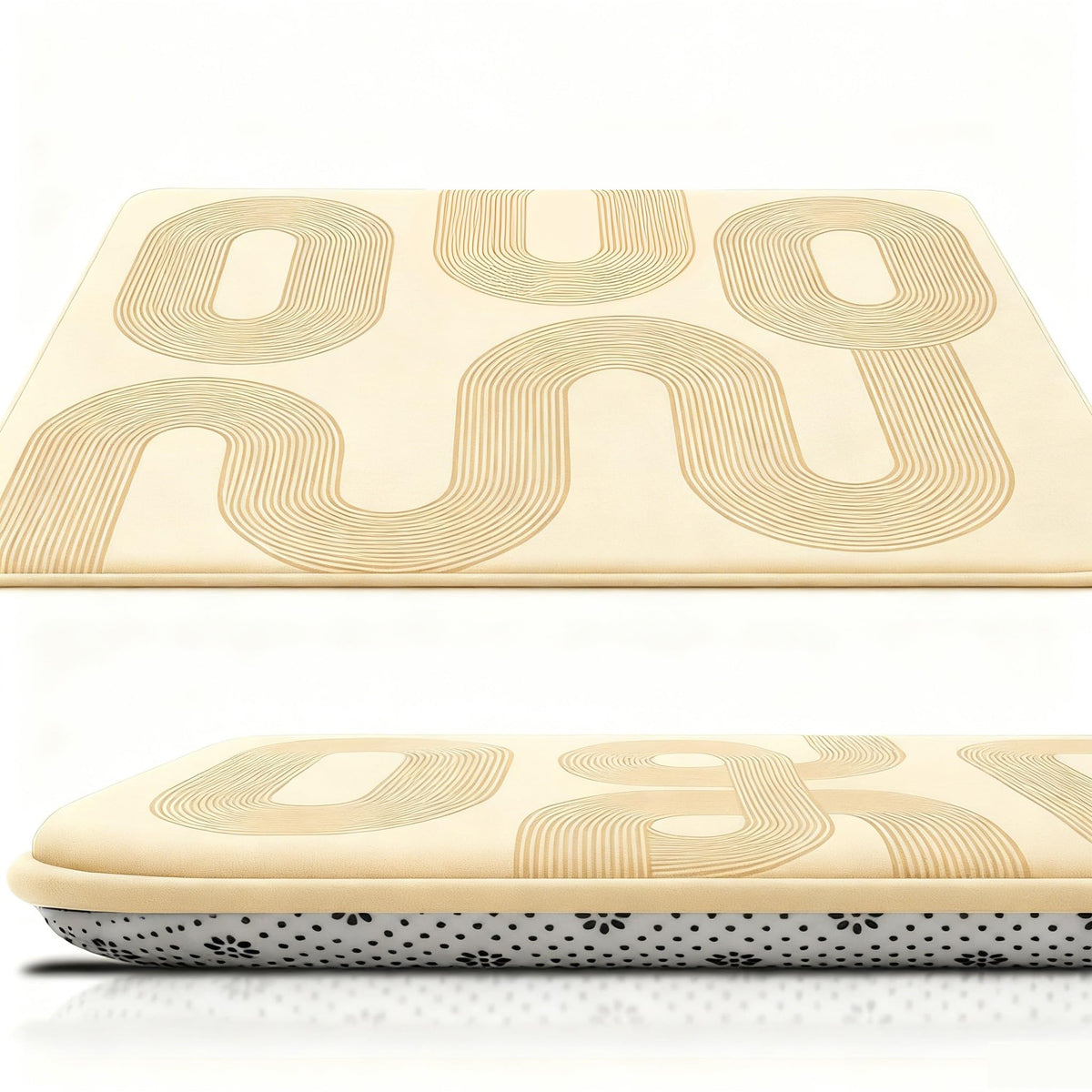 Lansber baby play mat showing 1.2 inch foam for comfy tummy time and crawling