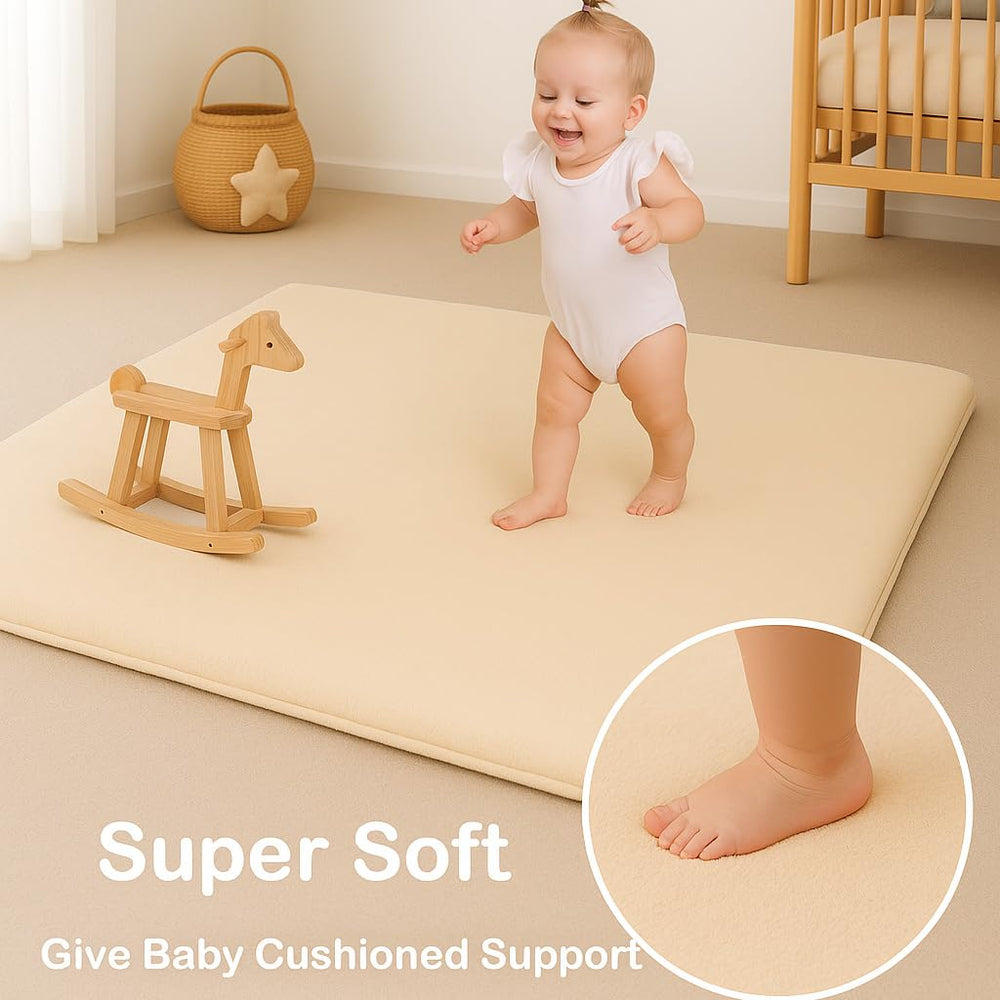 Lansber Baby Play Mat’s non-slip backing keeps the mat in place during crawling and play.