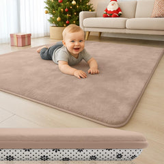 Lansber thick padded baby floor mat top view shows plush 1.2-inch foam for tummy time