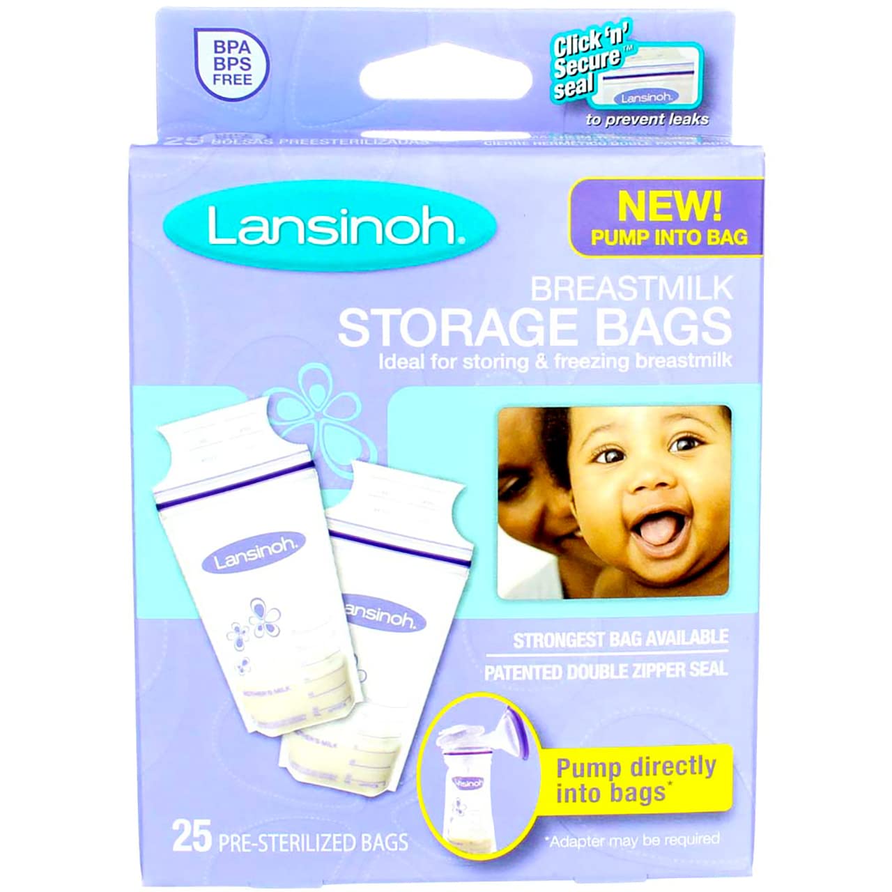Lansinoh breast milk storage bags front view for organized milk storage