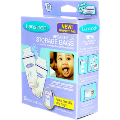 Milk-filled Lansinoh bag ready for storage