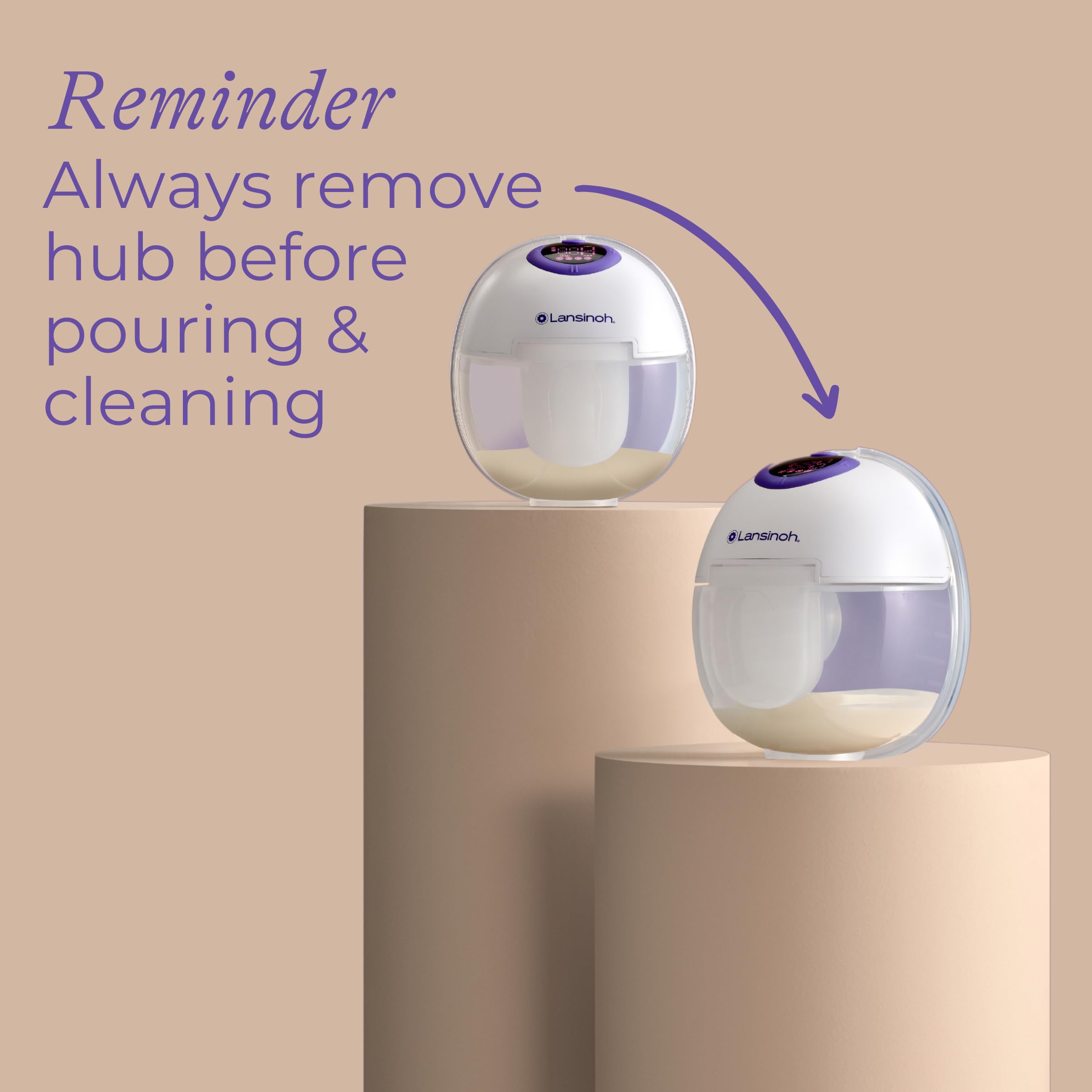 Lansinoh DiscreetDuo closed-system design prevents backflow and keeps milk hygienic