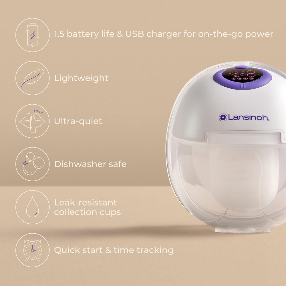 Lansinoh DiscreetDuo pump operates quietly under 45db for discreet sessions