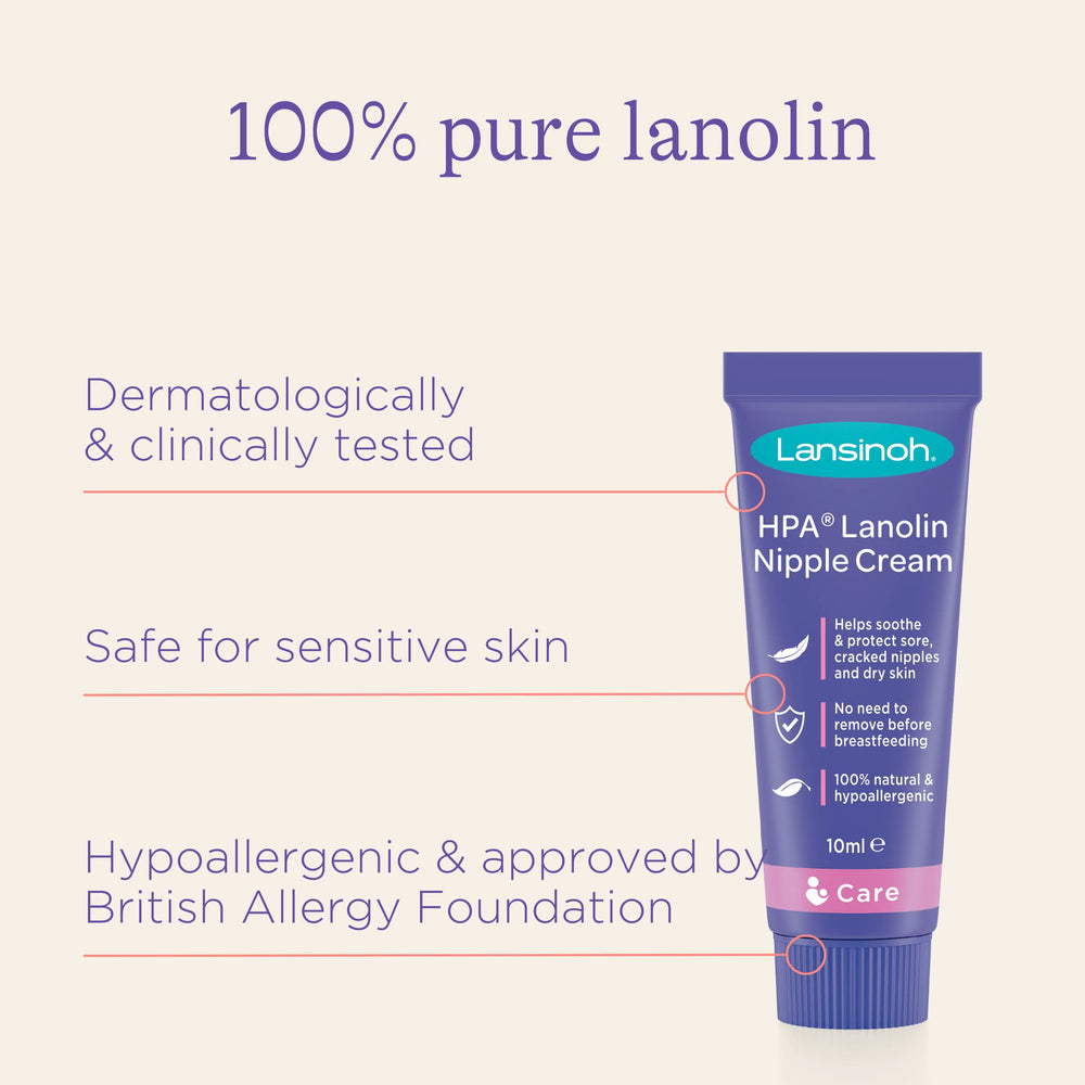 100% pure lanolin from Lansinoh supports natural moisture for delicate skin.