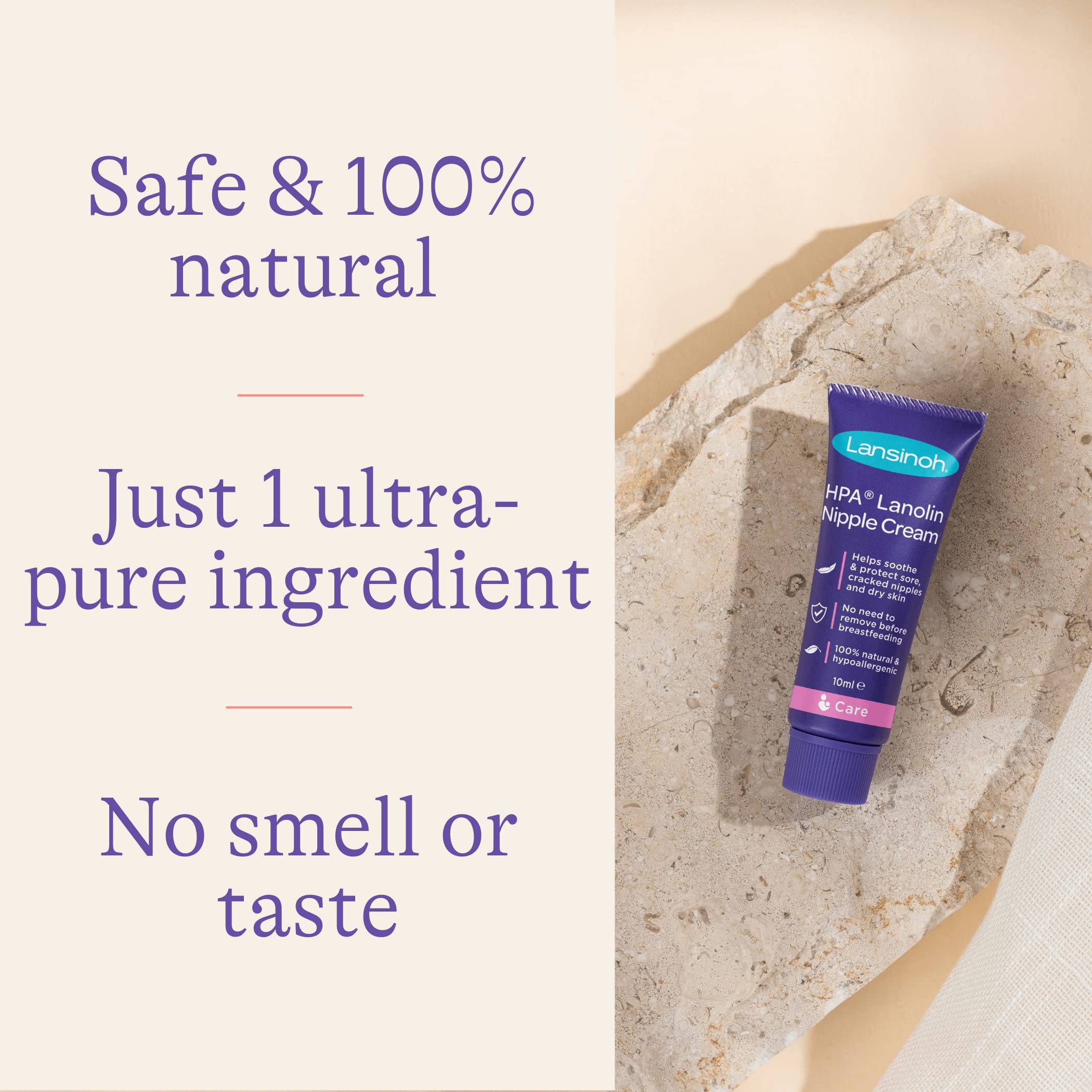 Lansinoh HPA Lanolin Nipple Cream protects cracked skin during feeding routines.