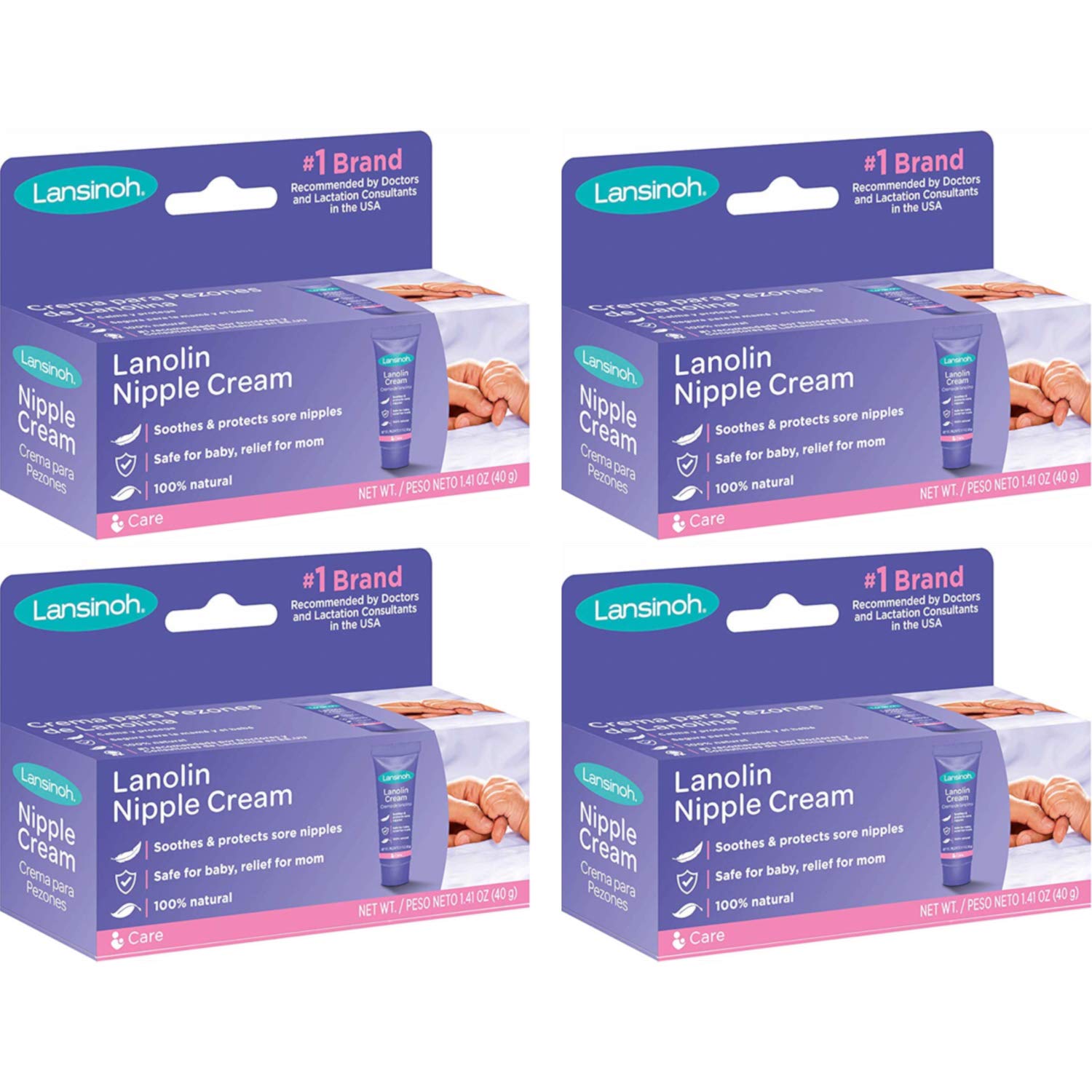 Lansinoh lanolin nipple cream tube close-up showing smooth texture for easy application