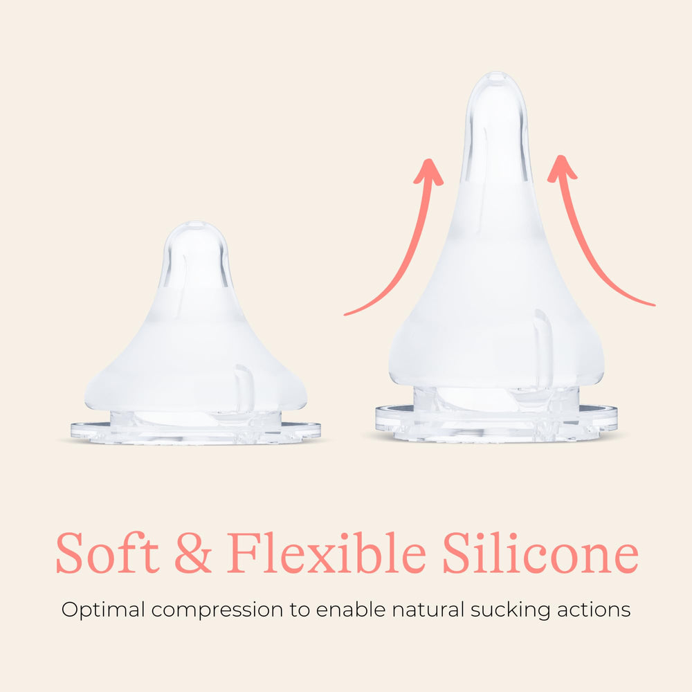 Lansinoh NaturalWave nipple flow-control lets baby set the feeding pace.