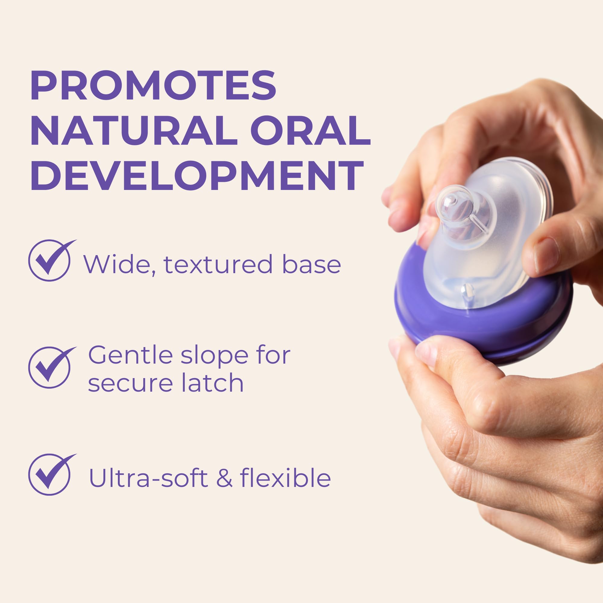 Lansinoh NaturalWave nipple soft silicone showcases ultra-soft material for soothing feeds.