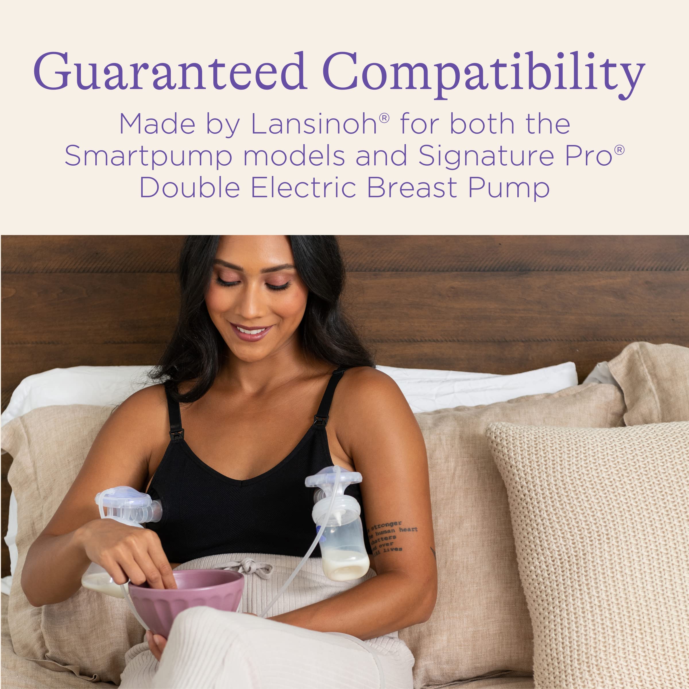 Lansinoh spare expression set keeps pumping gear clean for home or work.