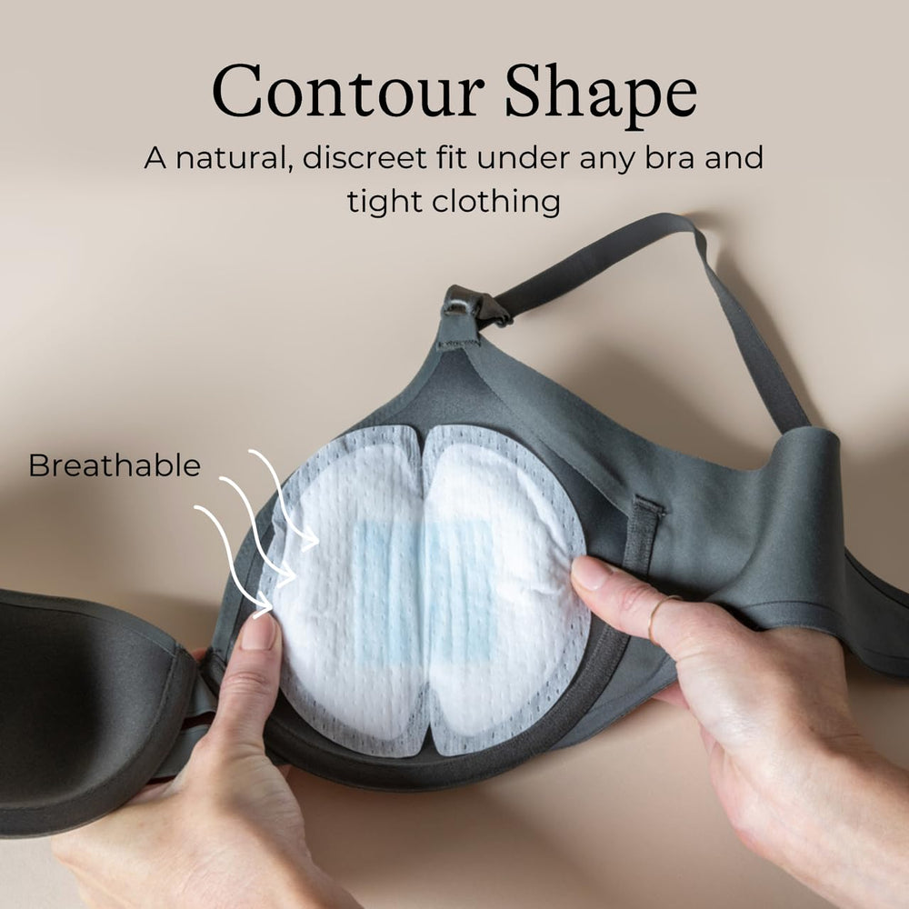 Lansinoh Stay Dry nursing pad adhesive strips prevent shifting during wear.