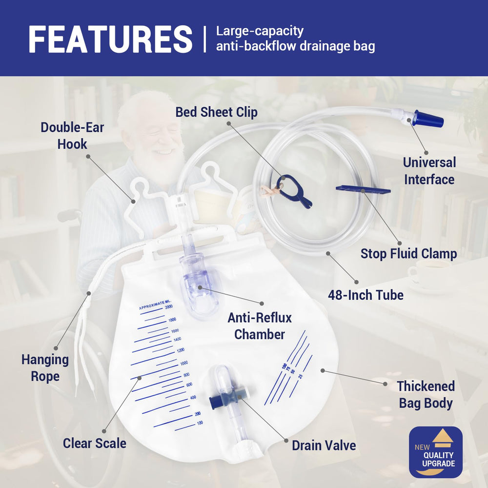 LANSYNES urine bag with anti-reflux chamber prevents backflow