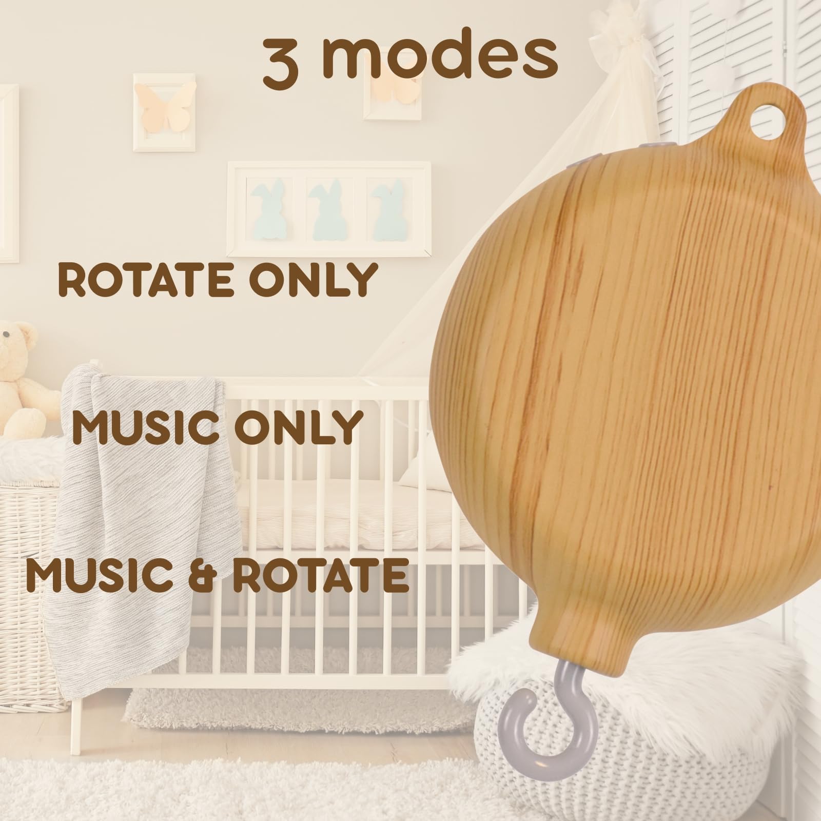 Lanttoe music box rotation function soothes baby during bedtime.