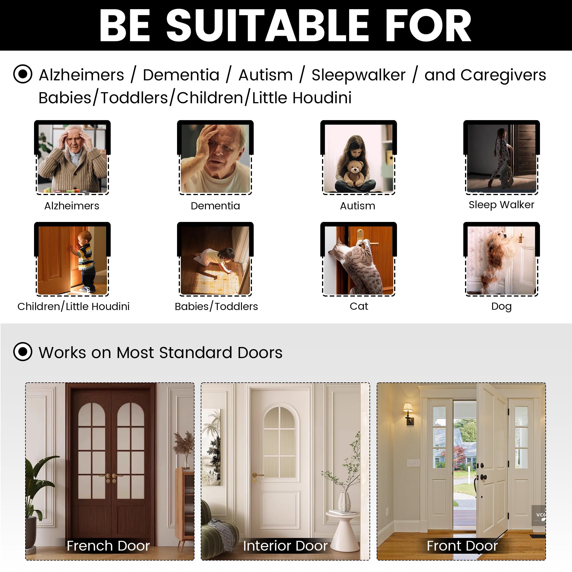 Laowu top door lock on exterior door, easy bidirectional use.