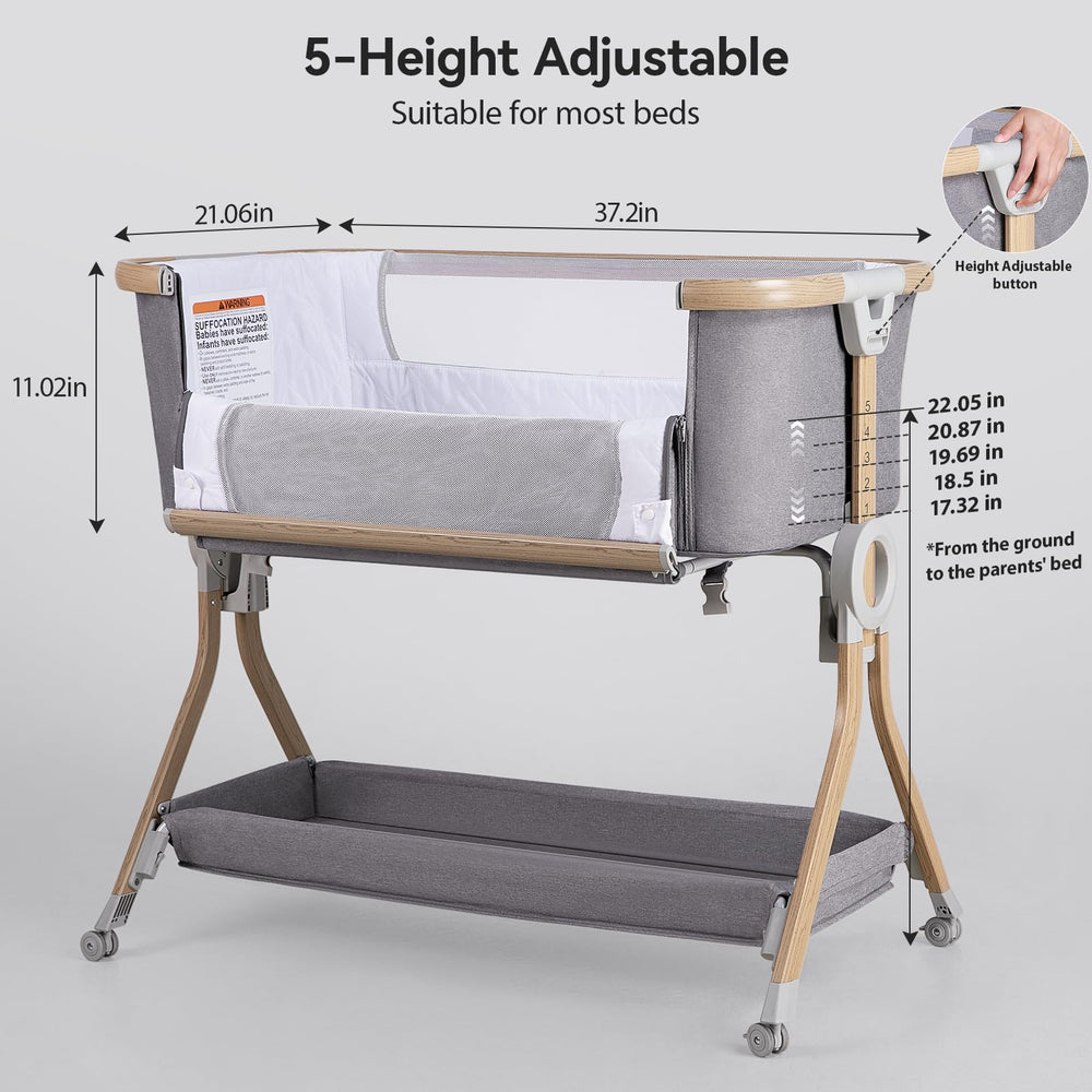 Storage basket keeps essentials within arm's reach during routines.