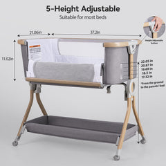 Storage basket keeps essentials within arm's reach during routines.