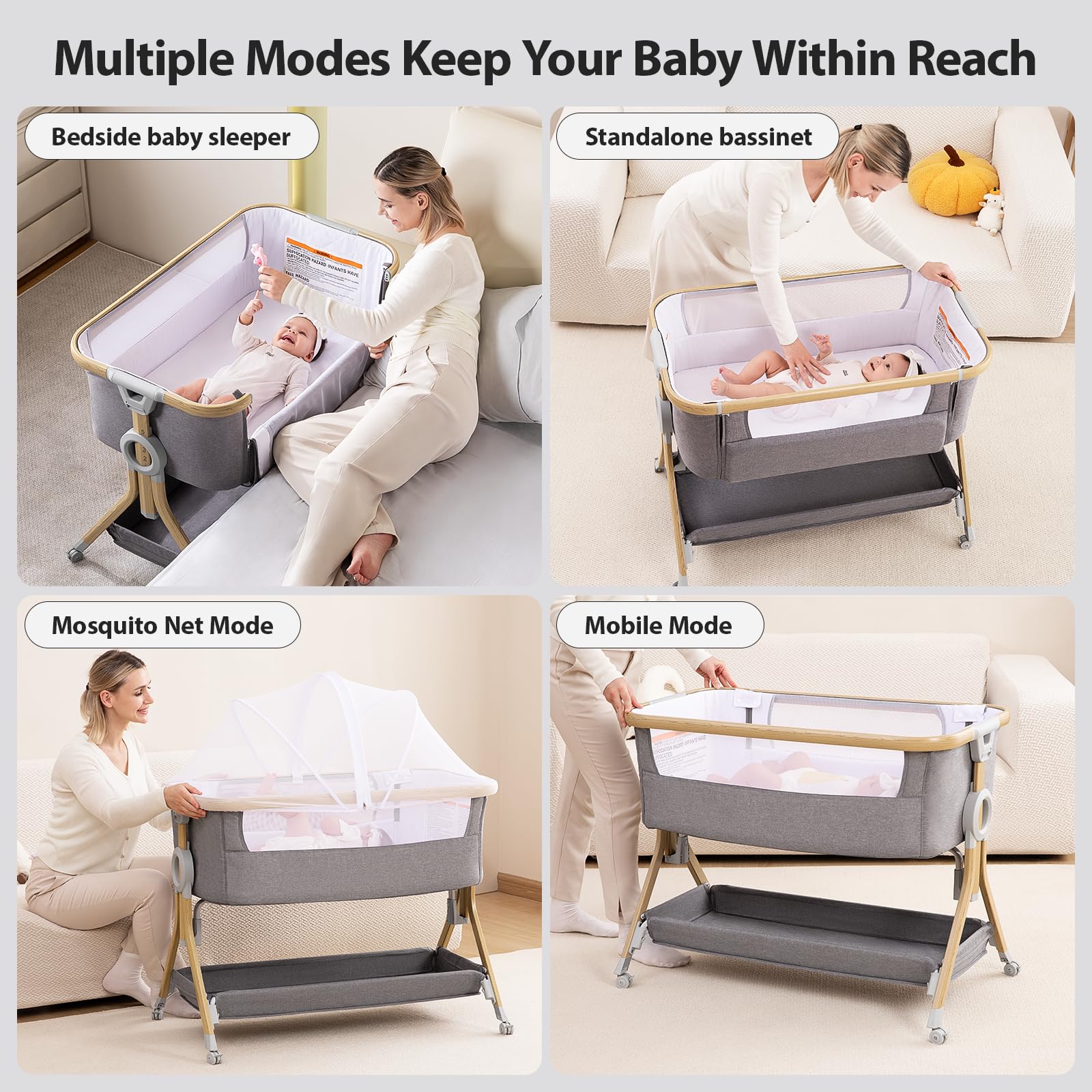 Larex bedside sleeper on wheels allows easy movement between spaces.