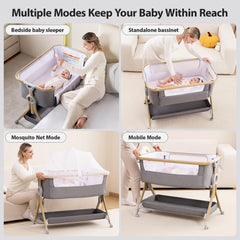 Larex bedside sleeper on wheels allows easy movement between spaces.