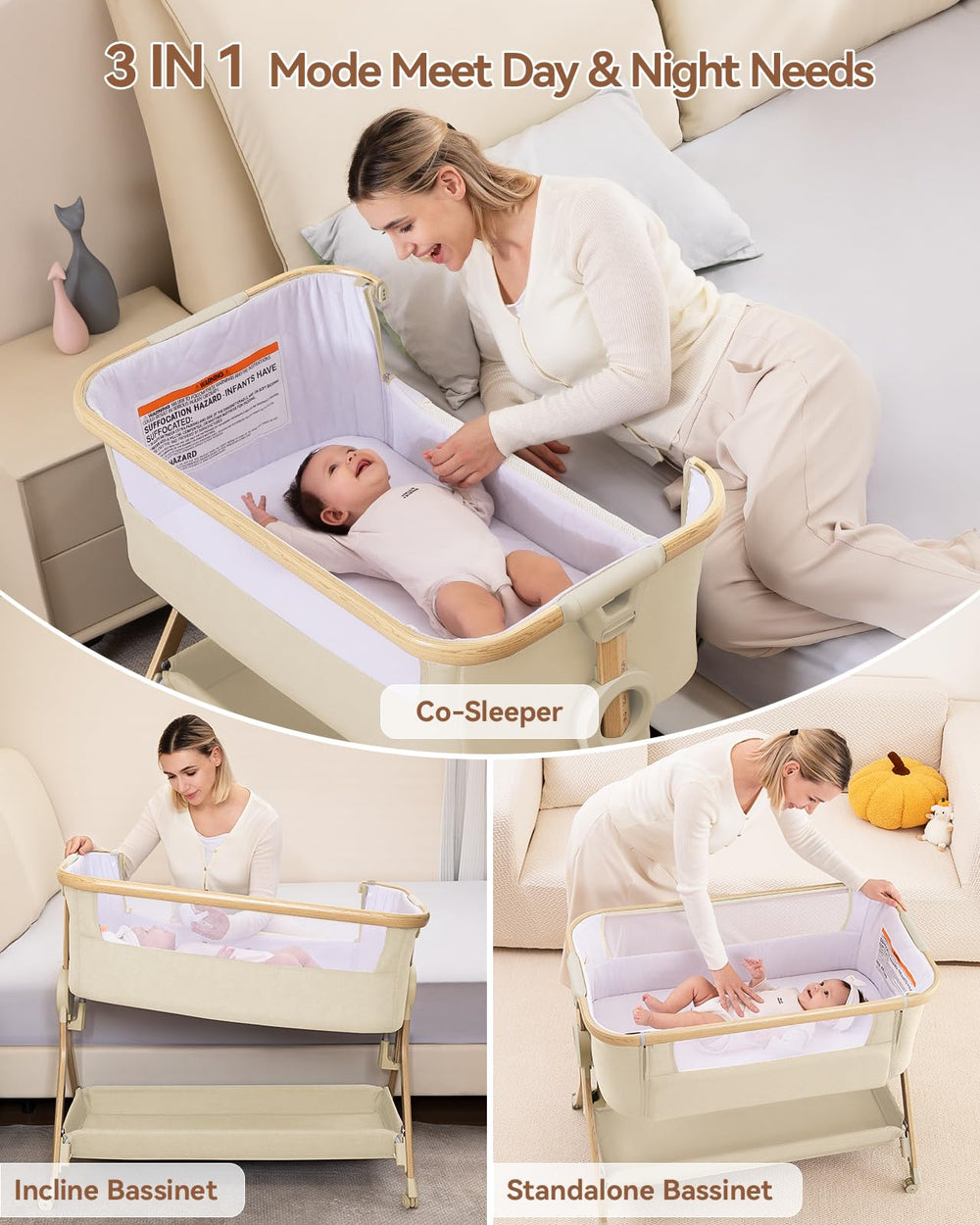 Larex breathable mesh and mattress provide airy comfort.