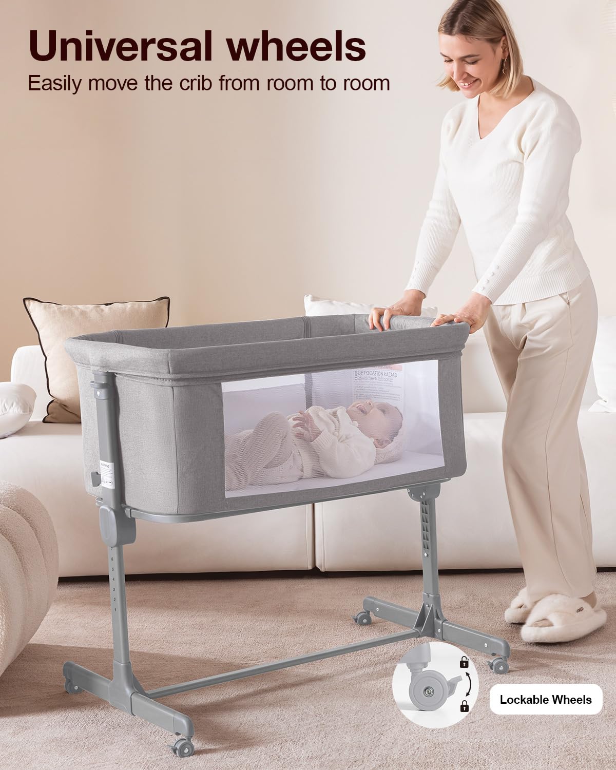 Larex baby bassinet includes a comfy mattress for newborn sleep.