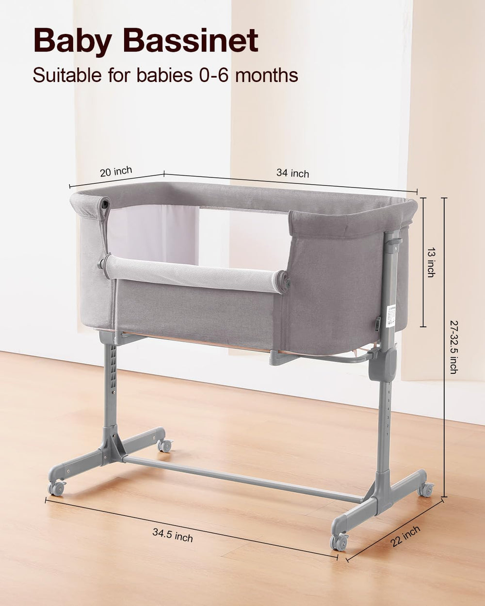 Larex bassinet frame in painted iron for a sturdy setup.