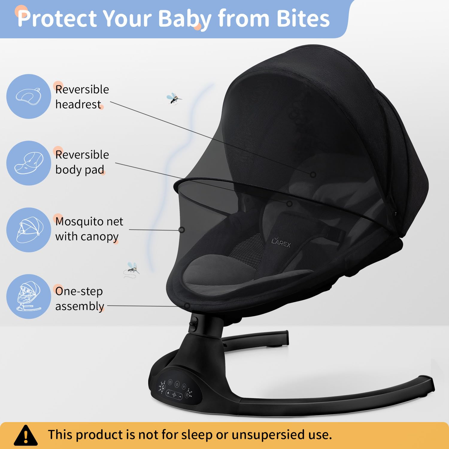 LAREX Baby Swing compact design supports simple storage after use.