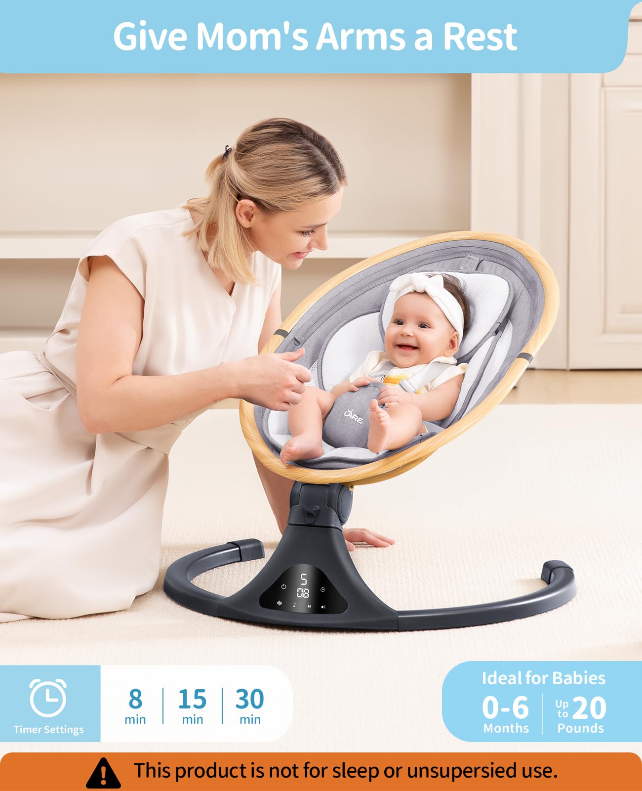 Larex swing seat with fleece insert for winter warmth and quick cleanup