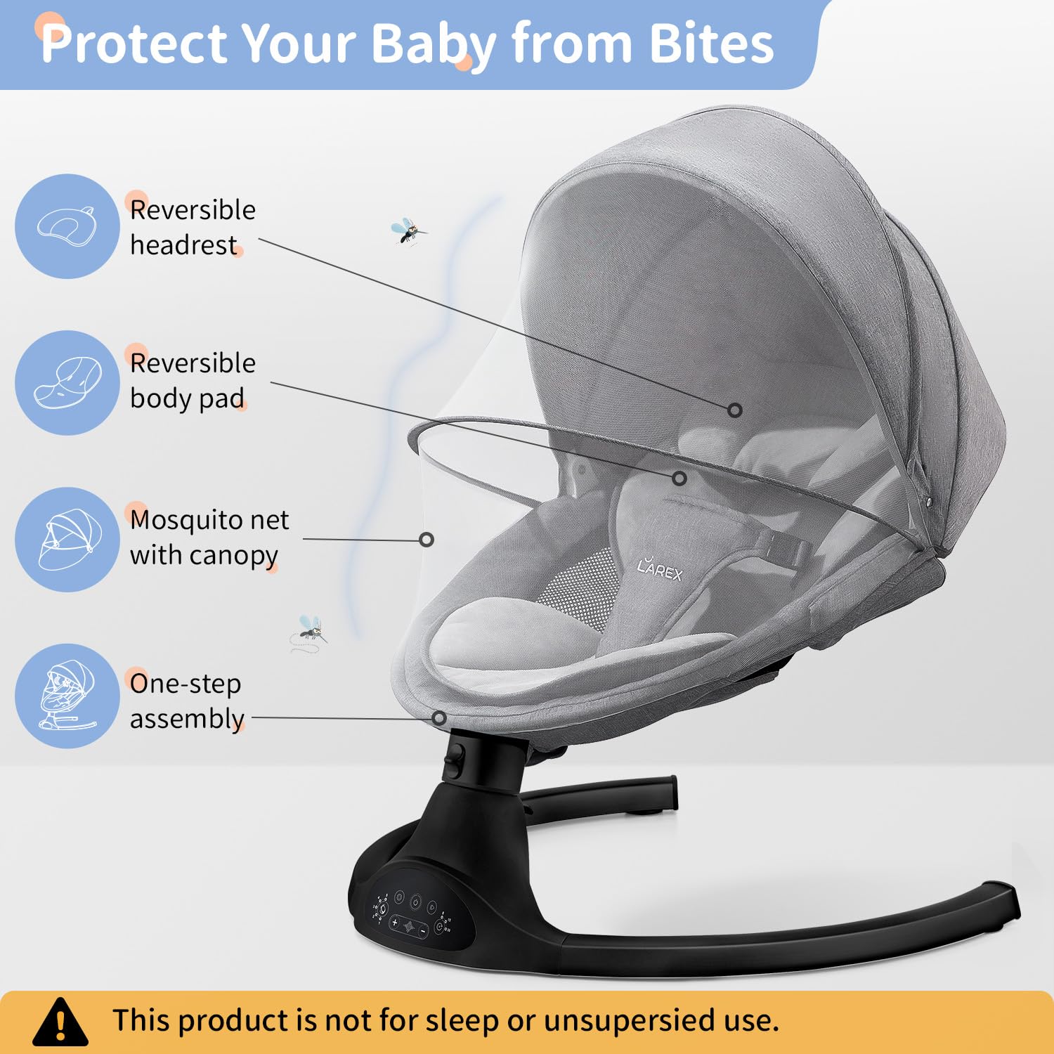 LAREX Baby Swing compact folded design for easy storage and portability.