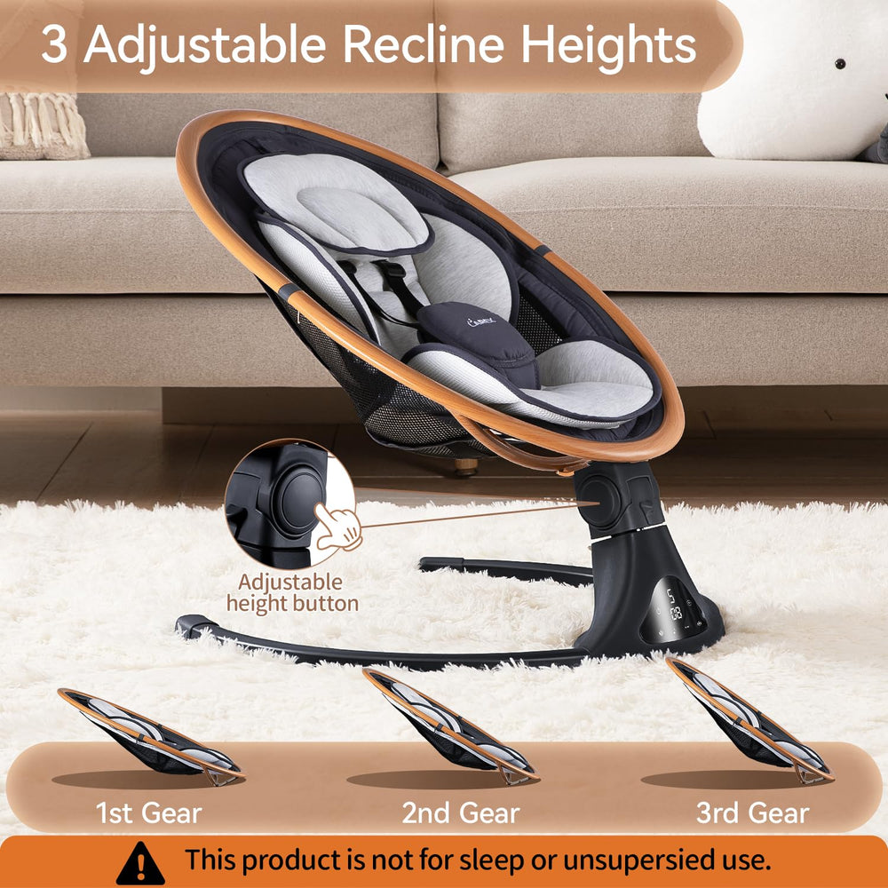 Bluetooth option and built-in melodies on LAREX gray swing.