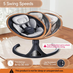 Seat detail of LAREX gray swing with plush pad and harness.