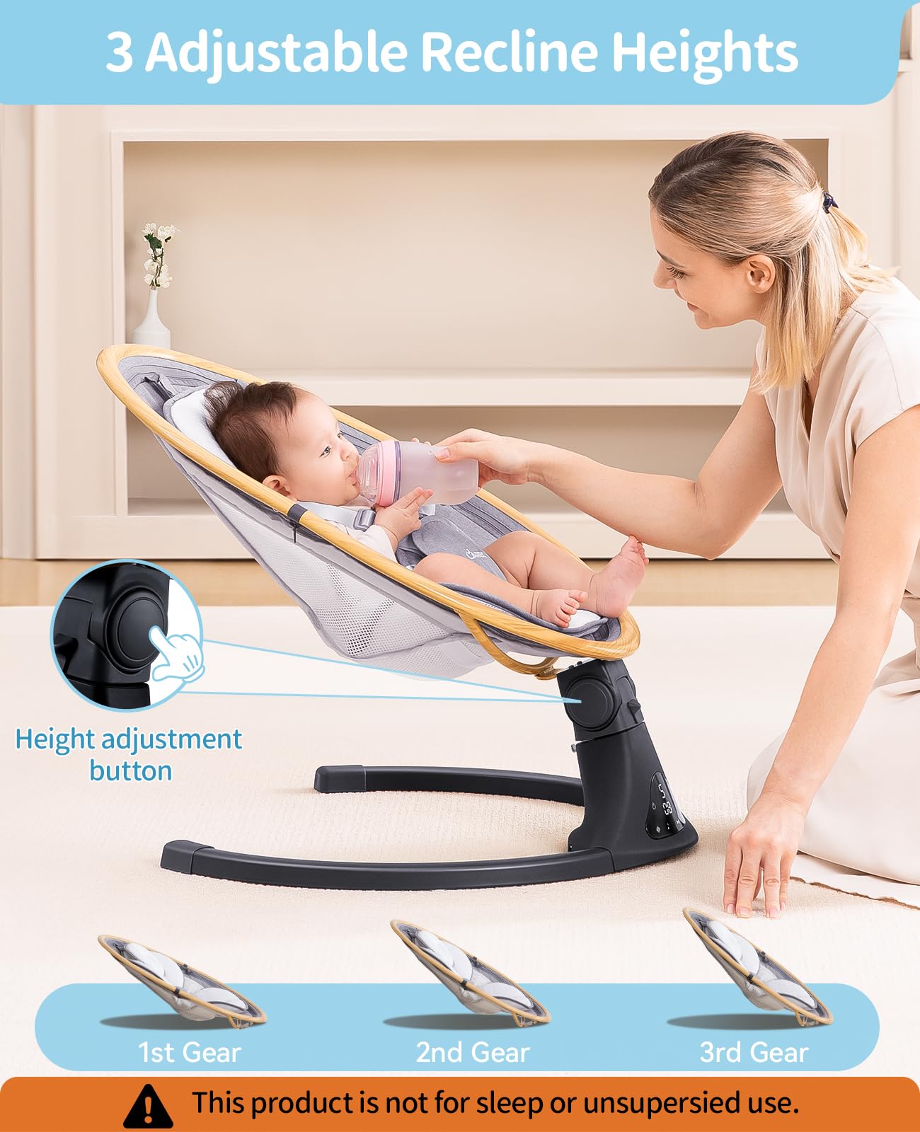 Larex baby swing remote control for easy operation and timed rocking sessions