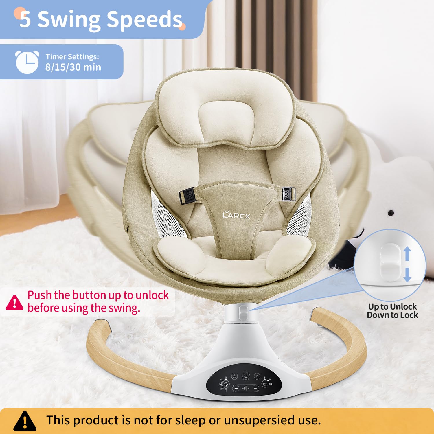 LAREX Baby Swing remote control panel for easy operation