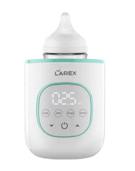 Larex bottle warmer with digital display enables quick warming to body temperature.