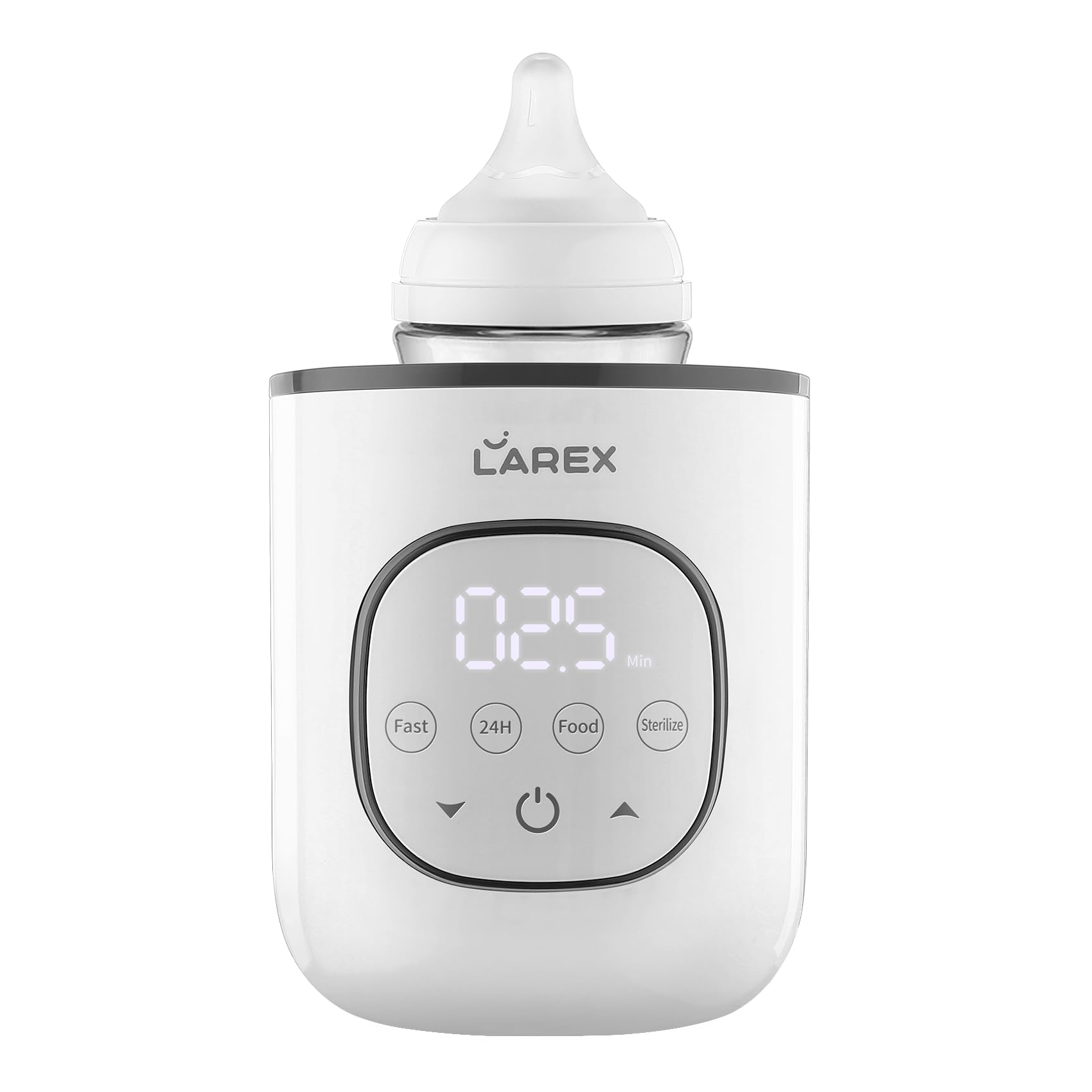 Larex Bottle Warmer front view showing digital display and precise temperature control.