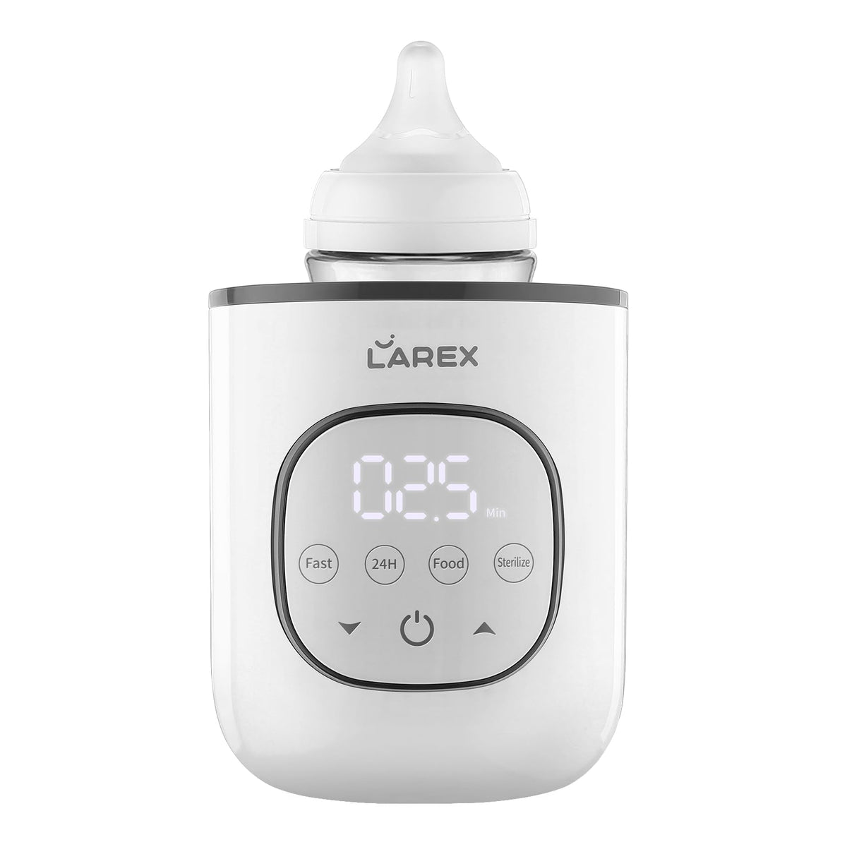 Larex Bottle Warmer front view showing digital display and precise temperature control.