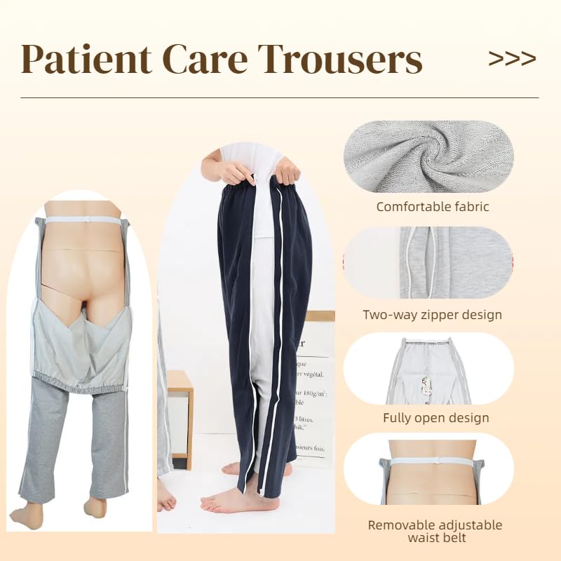 LAROTSUBA care trousers with bottom zipper ensuring privacy during nursing tasks.