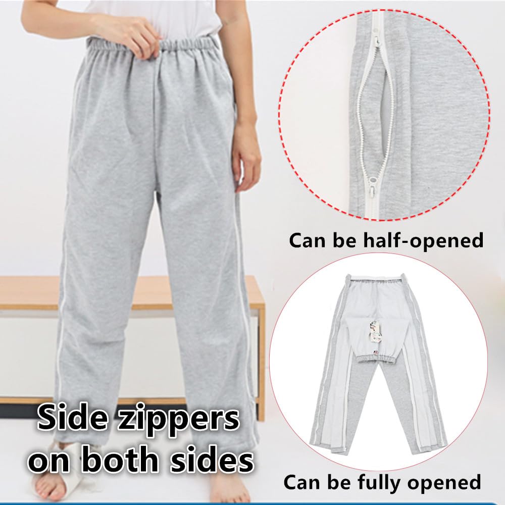 LAROTSUBA trousers with bottom zipper ensure privacy during care routines.
