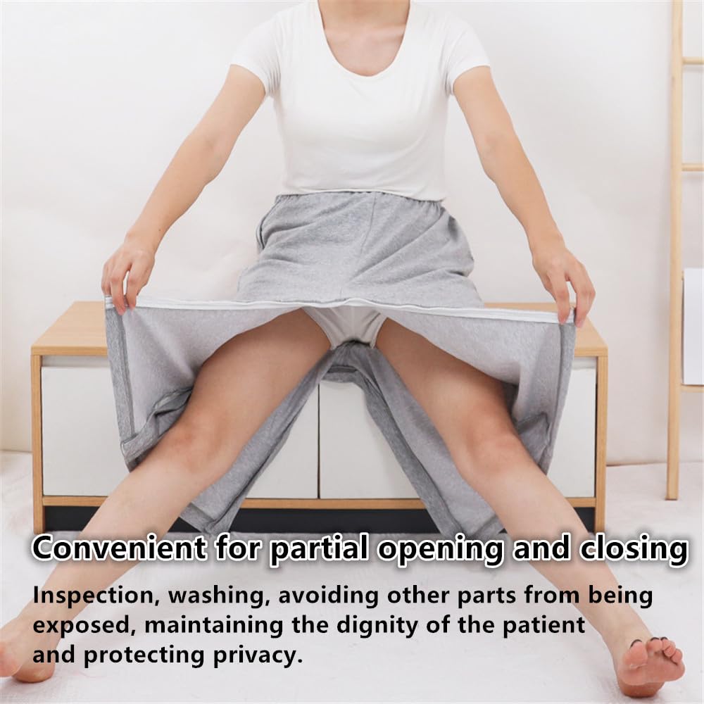 LAROTSUBA zipper patient clothing soft fabric closeup highlights breathable comfort