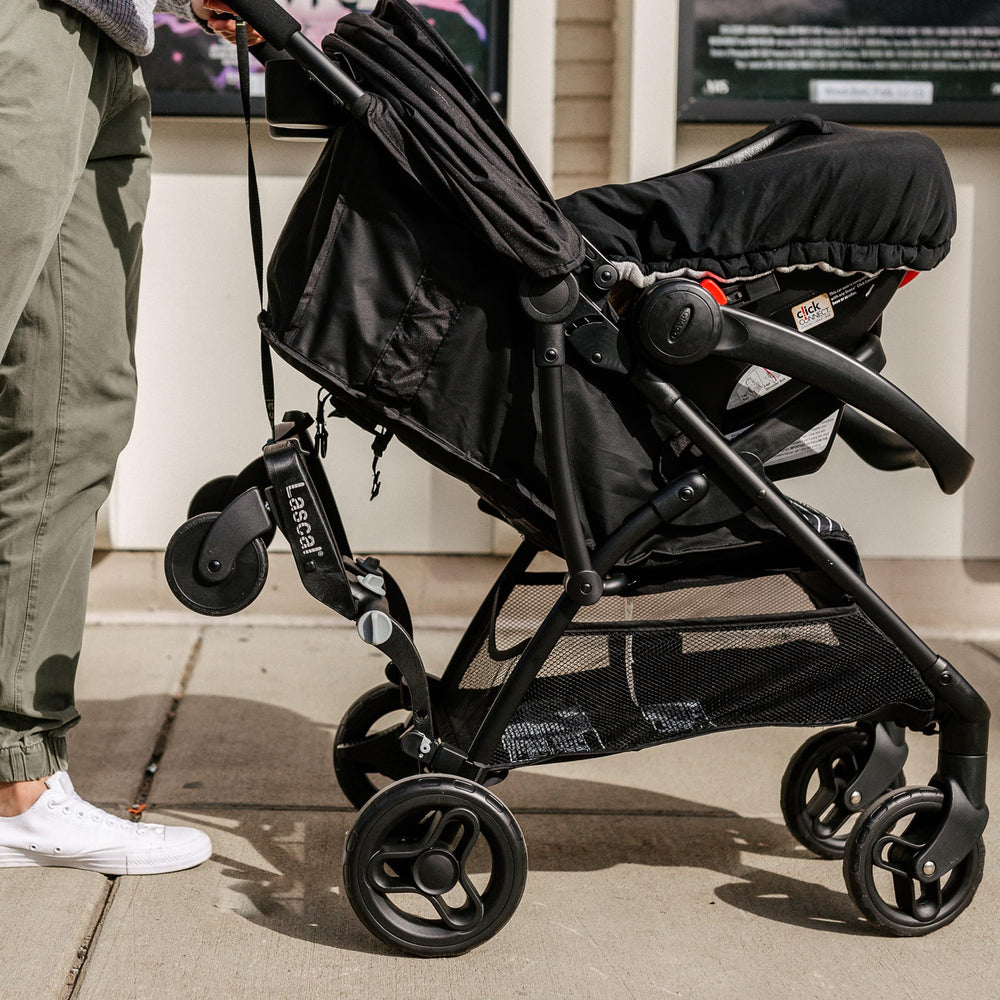 Lascal BuggyBoard Mini soft-ride suspension delivers a smoother feel for the child.