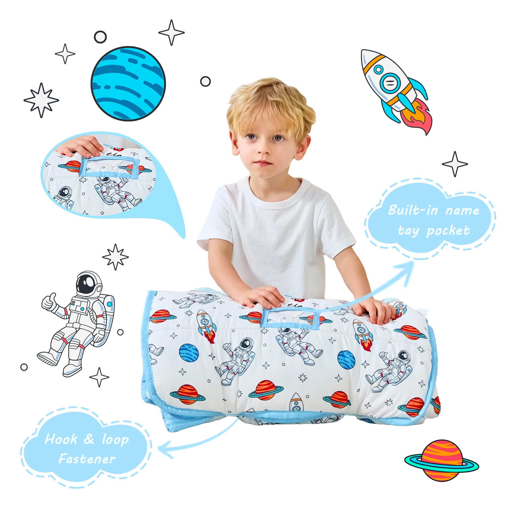 Lasoftan Astronaut Nap Mat with fleece-lined blanket for warmth